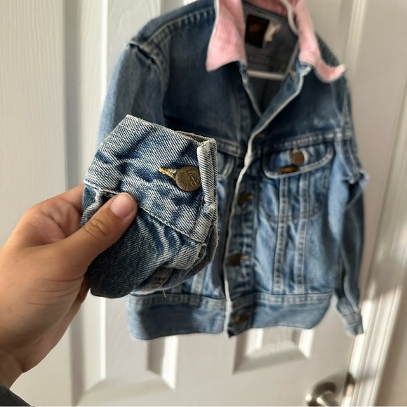Lee Vintage Girl’s Denim Jacket Pink Corduroy Collar Size 8 - Picture 7 of 13